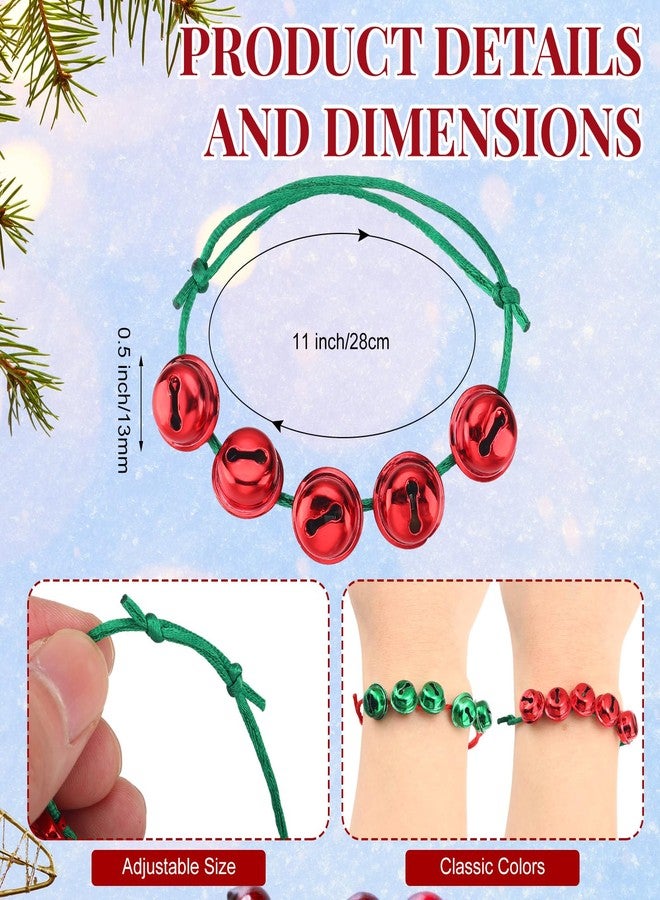 Liliful 40 Pcs Christmas Bell Bracelets Bulk Red and Green Christmas Adjustable Gift Bell Bracelets for Kids Adults Xmas Gifts Stocking Stuffers Goodie Bag Fillers Xmas Party - Image 2